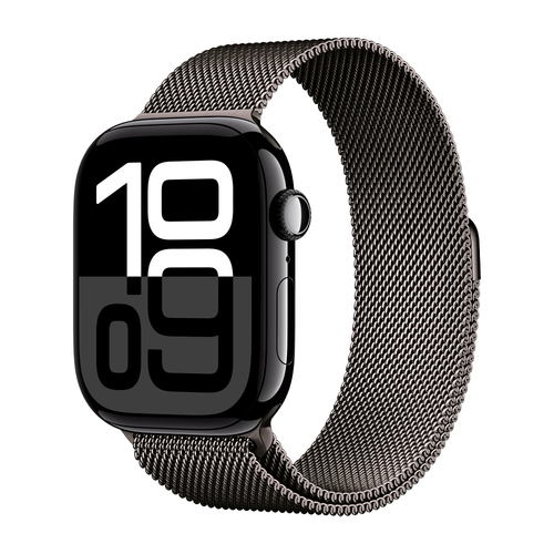 Умные часы Apple Watch Series 10 GPS, 46mm, Jet Black Aluminium Case with Milanese Loop, Slate