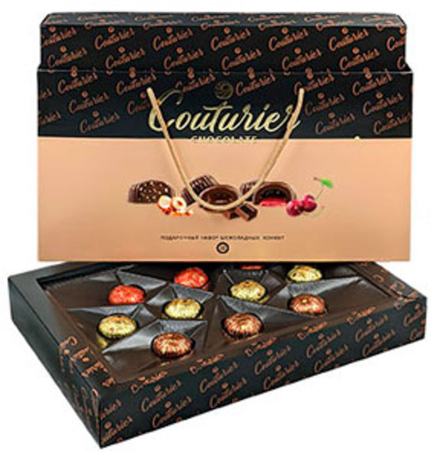 Набор шоколадных конфет Бежевая (Крем-шоколад, Помадно-вишневая, Трюфель с дробленым фундуком) 320г