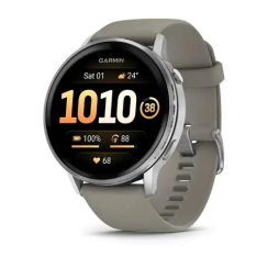 Смарт-часы Garmin Venu 4 (45 мм) серебристый с серебристо-серым силиконовым ремешком