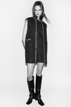 ZARA ТРИКОТАЖНЫЙ ЖИЛЕТ С ПАЙЕТКАМИ И ТЕСЬМОЙ, ТЕМНО-СЕРЫЙ