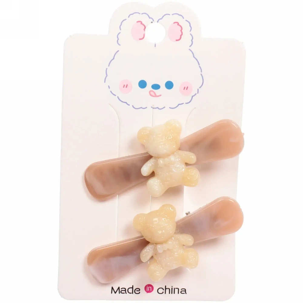 Зажимы для волос 2шт «Chocolate», молочный мишка, цвет как на фото, 6,4*1,6см
