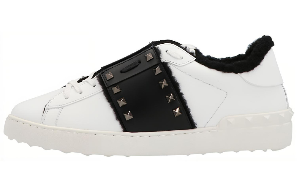 Valentino Untitled Leather Classic Low top Stylish Skateboarding Shoes Men"s White Black