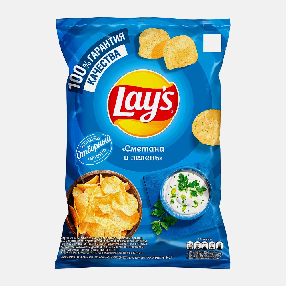 Чипсы Lays Сметана и зелень 140г