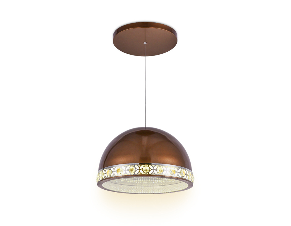 Подвесной светодиодный светильник FA9497 CF/CH кофе/хром 4200K 36W D400*770 (без ПДУ)