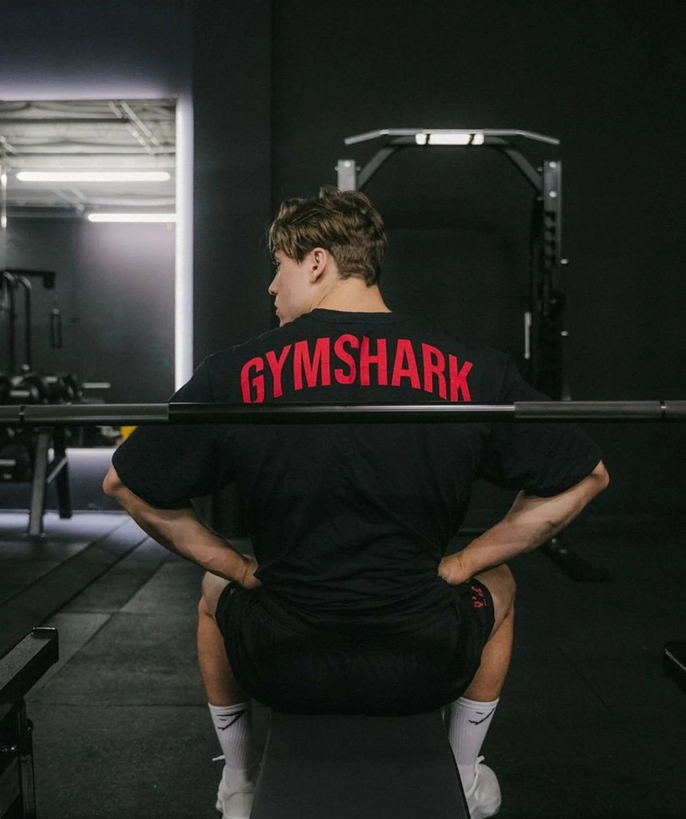 Футболка GYMSHARK Power T-Shirt Black/Red