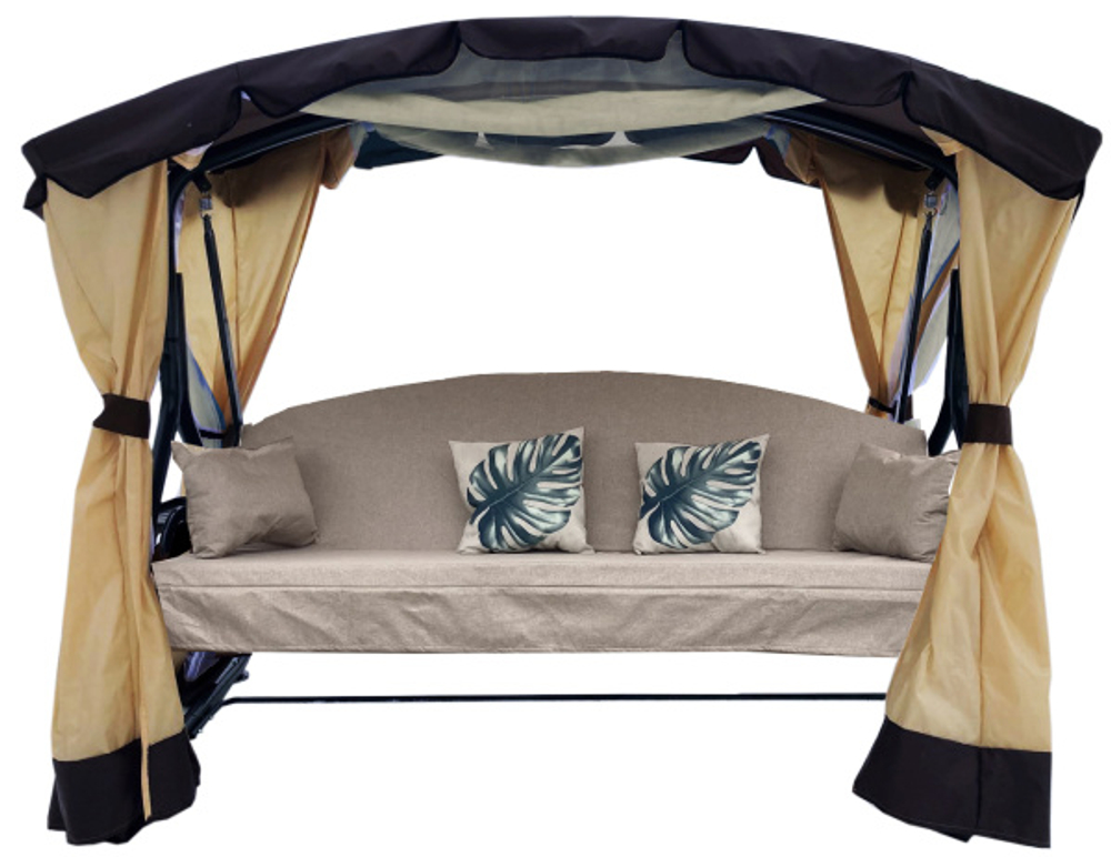 Качели садовые Garden Story 4-х местные Сахара Премиум(каркас коричневый, м/э бежевый рис.нет)2 уп.