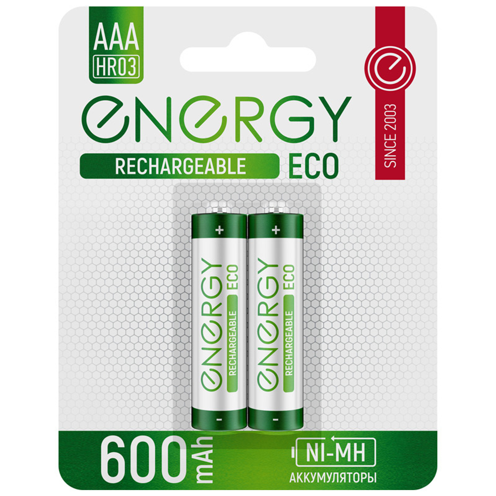 Аккумулятор Energy Eco NI-MH 600mah R03 АAА (2шт)