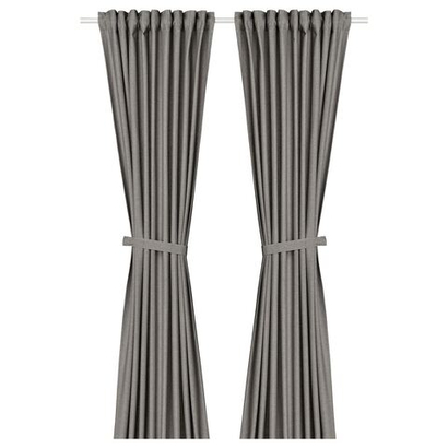 Комплект штор IKEA LENDA (ЛЕНДА), Темно-серый, 140x250 см, 2 шт