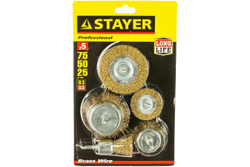 Набор "MASTER" щетки-крацовки (витая латунированная проволока 0,3 мм, дисковые, чашечные, кисть, 5 шт.) STAYER 35157-H5_z01