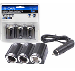 Разветвитель авто IN-CAR NO.1502 (2USB/2гн/120W)
