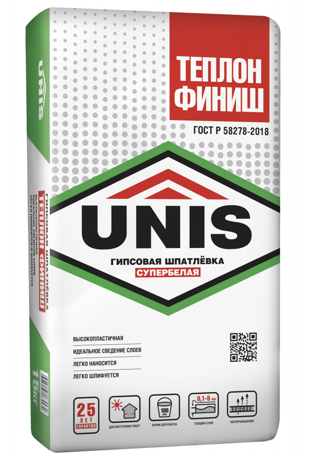 Шпатлёвка UNIS ТЕПЛОН ФИНИШ гипсовая супербелая финишная  5 кг