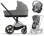 Коляска 3 в 1 Cybex Priam IV Rosegold complete и автокресло Aton S2 i-Size Lava Grey Mirage Grey