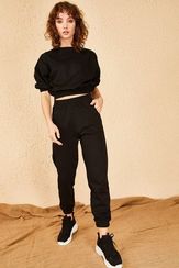 Qadın üçün beli ipli, qara idman dəsti 10501022