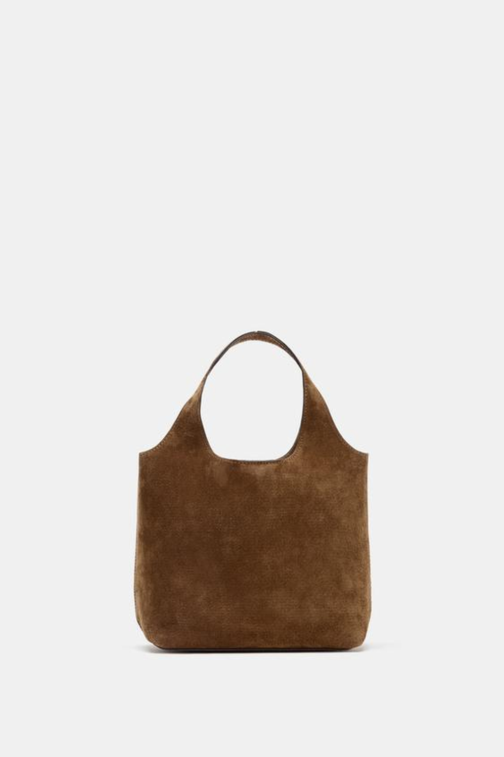 ZARA КОЖАНАЯ МИНИ-СУМКА-ШОПЕР, КОРИЧНЕВЫЙ