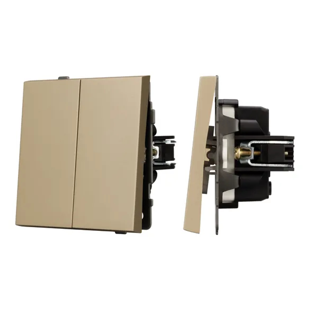 Механизм выключателя двухклавишный непроходной SWT-TENDO-MK02-SFPL-GD (230V, 10A) (Arlight, -) 054545