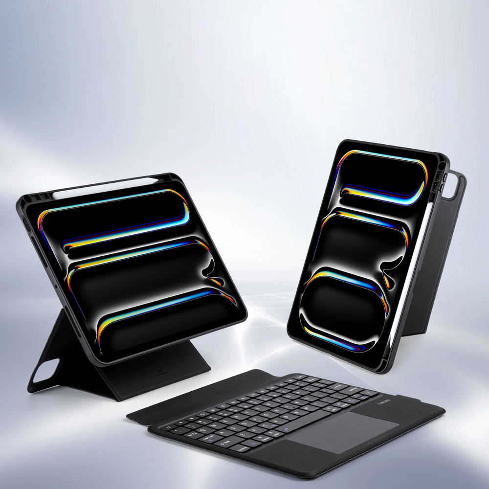 Чехол подставка с клавиатурой (RUS) от Dux Ducis для планшета iPad Pro 11 (2024-), серия DK Series Keyboard, русская клавиатура с подсветкой