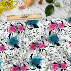 Ткань флис графические цветы