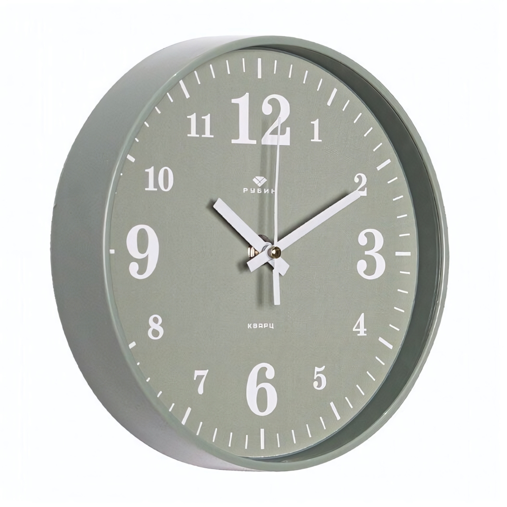 2019-005 Часы настенные круг d=19,5см, корпус оливковый, "Классика", Рубин