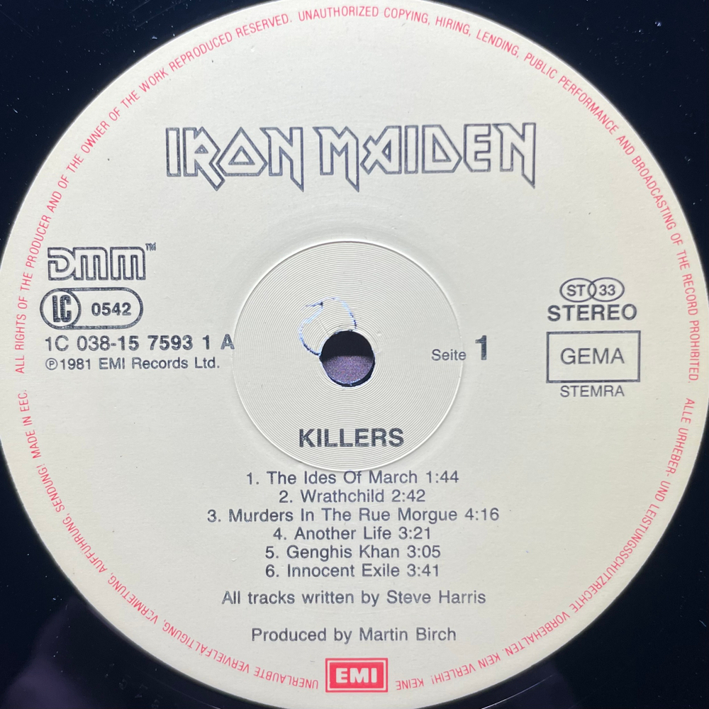 Iron Maiden ‎– Killers (Германия 1981г.)