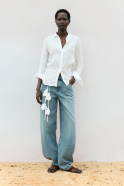 Massimo Dutti Свободная рубашка из 100% льна, белый