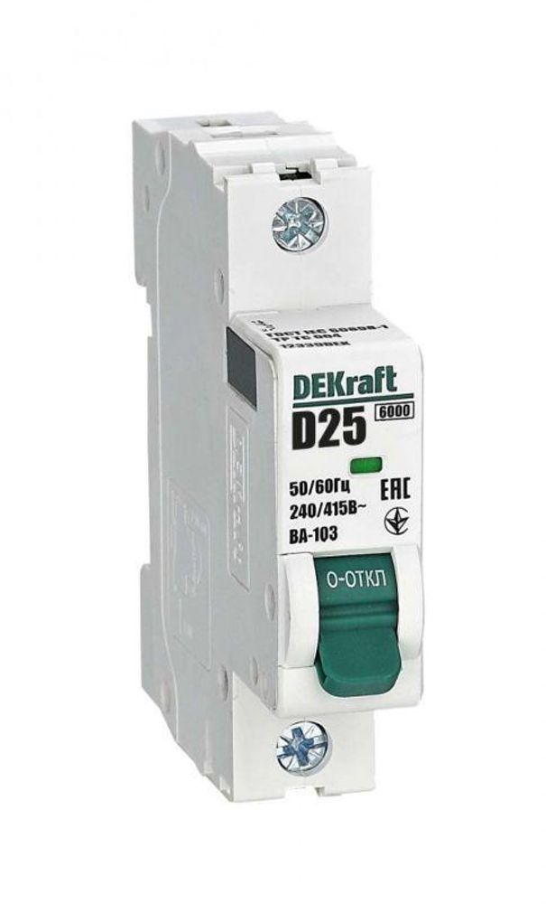Выключатель автоматический модульный 1п D 25А 6кА ВА-103 DEKraft 12339DEK