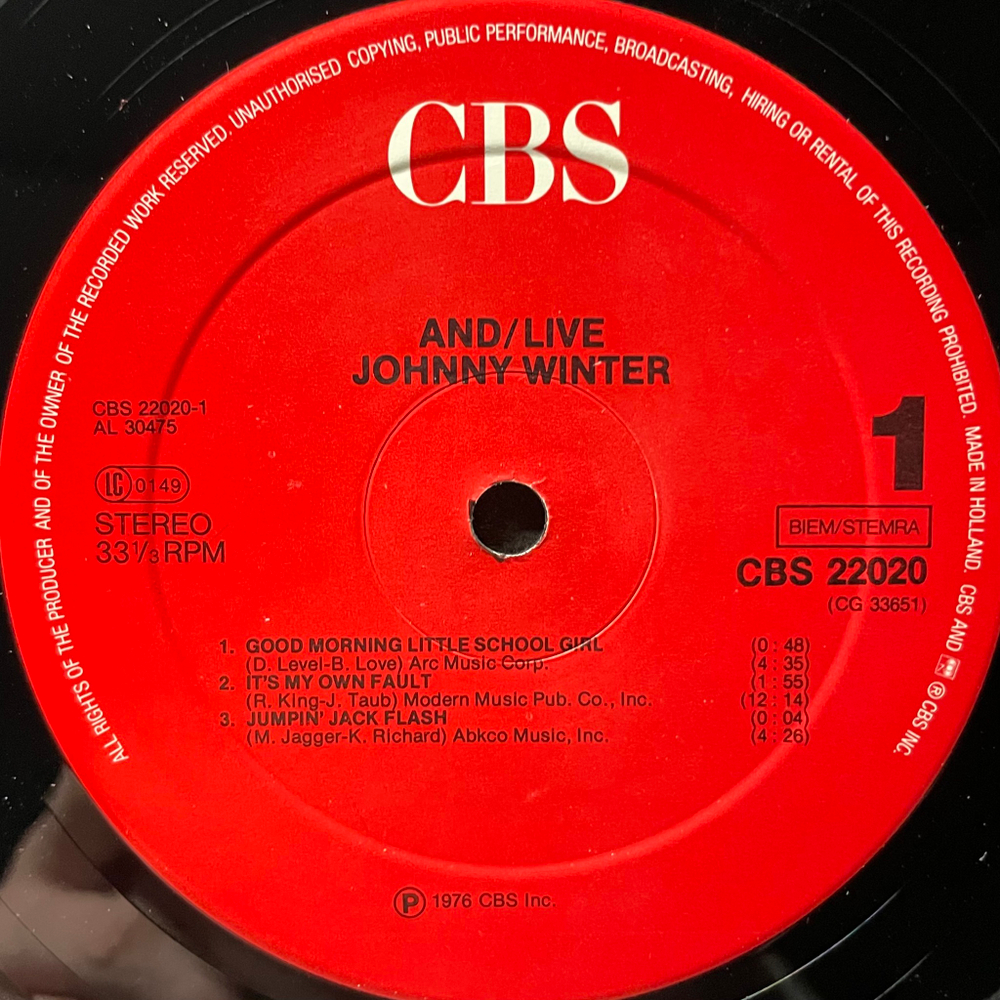 Johnny Winter ‎– And/Live 2LP (Голландия)