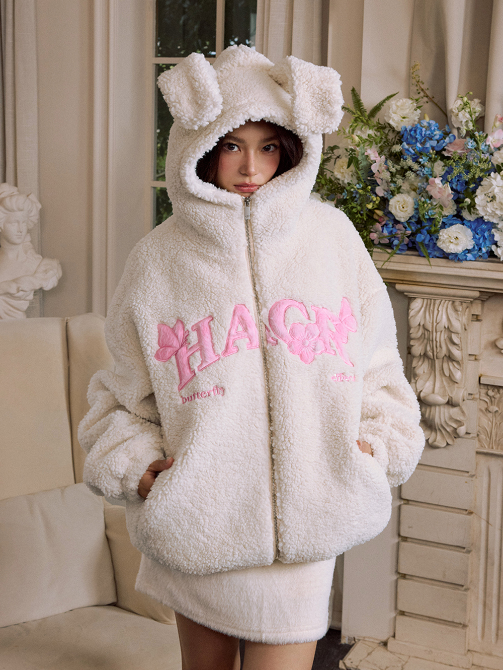 Шерповая куртка HARSHandCRUEL "Bunny Hood" Oversized Sherpa Jacket