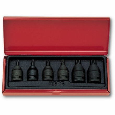 233 1/2 MNTX/C6 Набор из 6-ти ударных головок для винтов TORX, 1/2", в ящике, USAG (Италия)