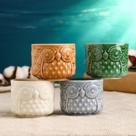 Горшок для цветов «Филин» керамический, 100 мл, 6.5×6.5×5.5 см, цвет МИКС