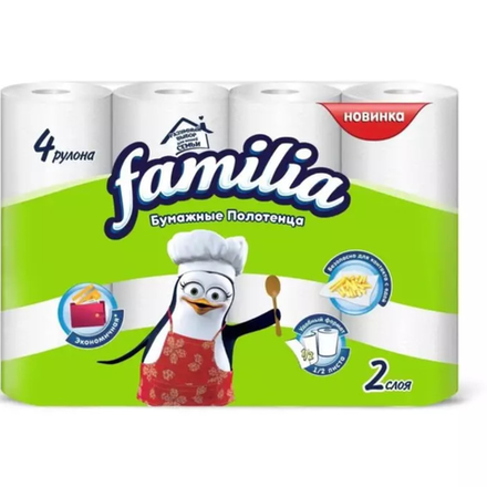 Бумажные полотенца Familia 2 слоя 4 рулона
