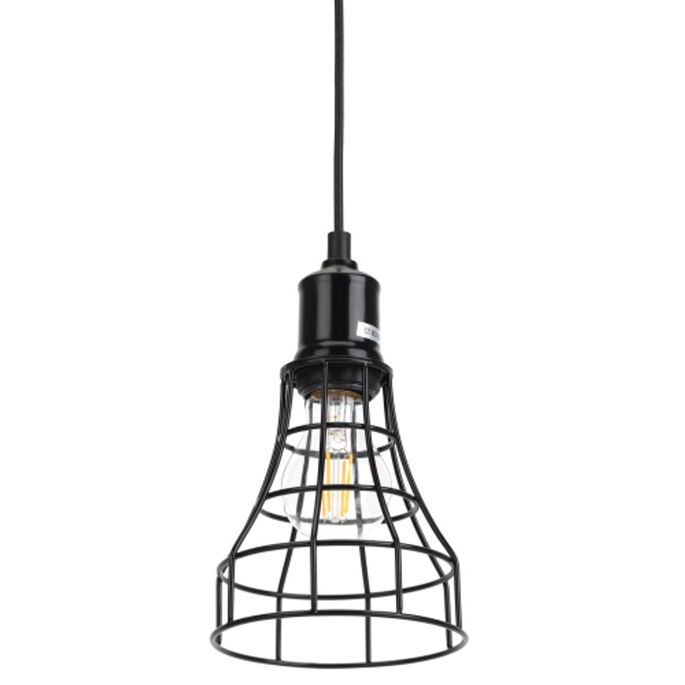 Светильник подвесной (подвес) ЭРА PL10 BK металл, E27, max 60W, высота плафона 200мм, подвеса 800мм, черный