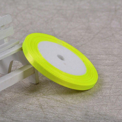 Лента атласная 6 мм  (23 метра, цвет №58 желтый неоновый)