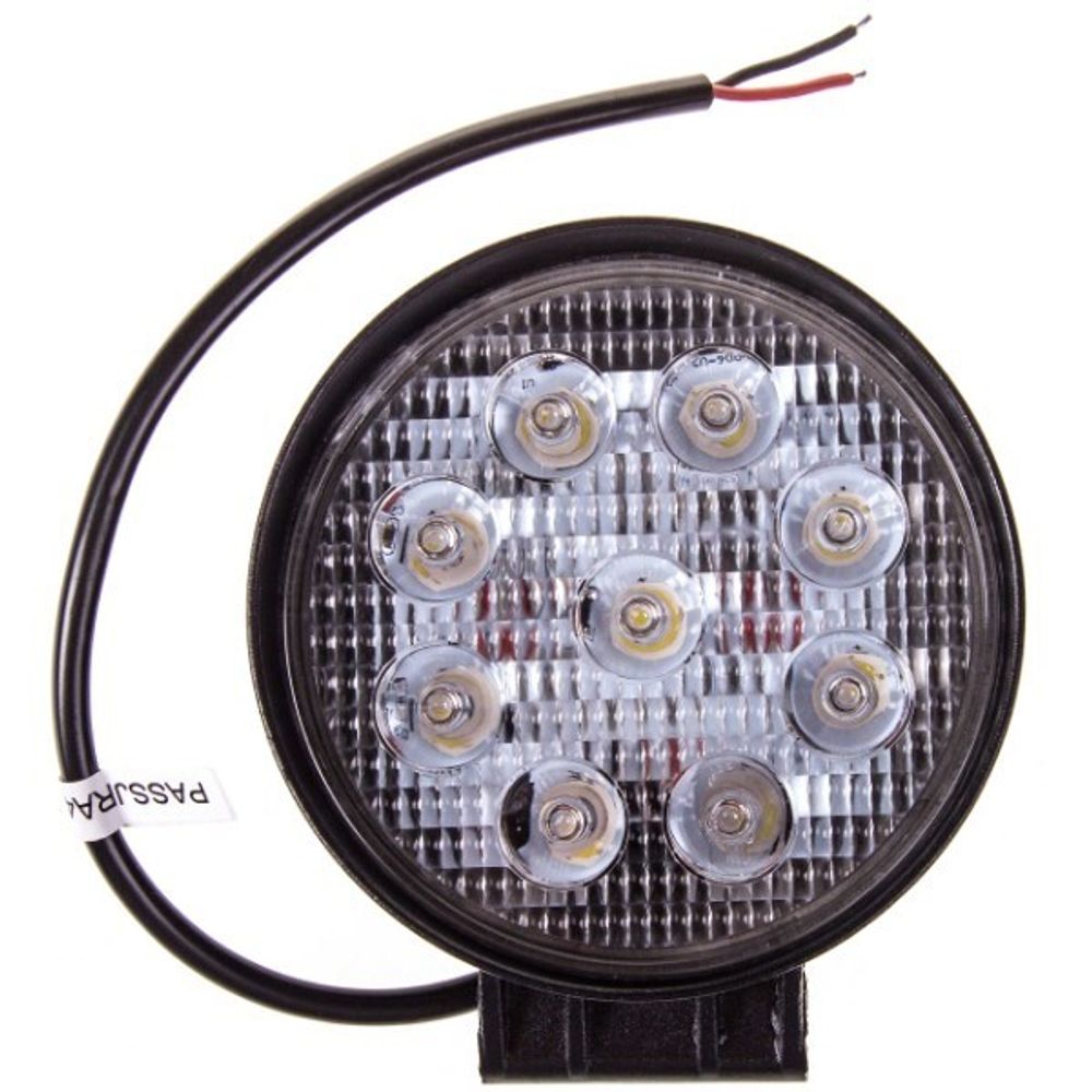 Фара светодиодная дополнительная 9 SMD 27W, 12/24V, 6000K  113*113(128)*25 мм (круглая) дальний (SKYWAY)