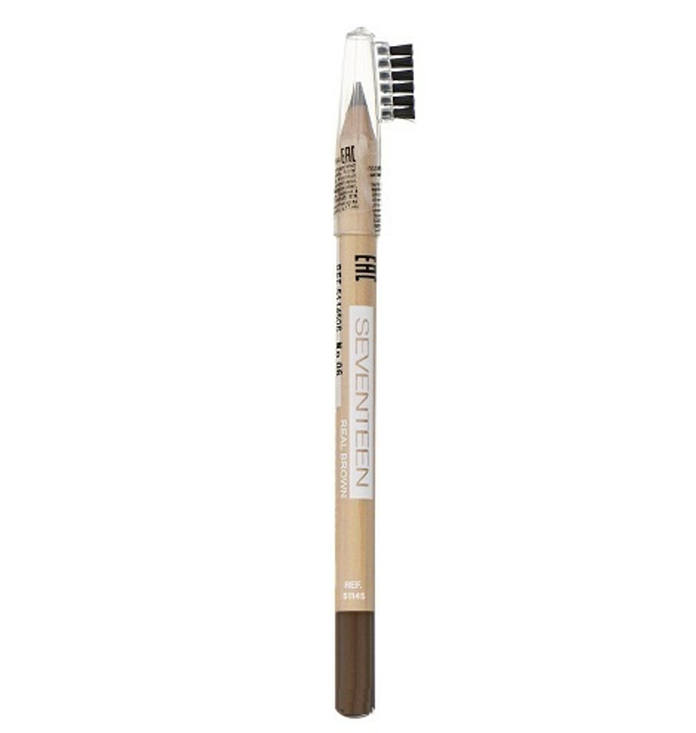 Seventeen Карандаш для бровей Longstay Eye Brow Shaper, с щеточкой, тон №6, Коричневый