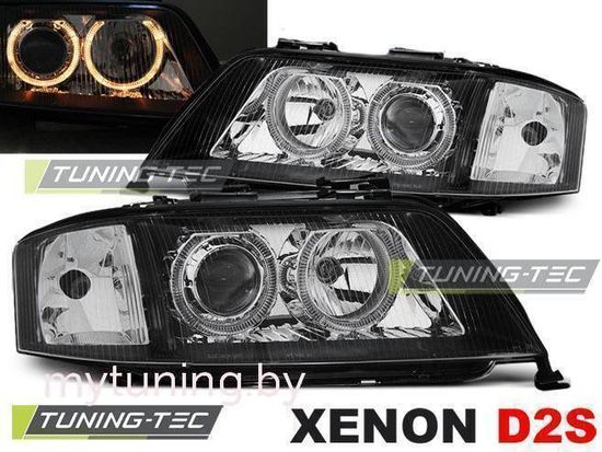 Передние фары angel eyes black xenon для Audi A6 C5