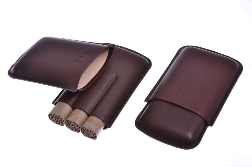 Чехол P&A на 3 сигары Корона, натуральная кожа, T1077