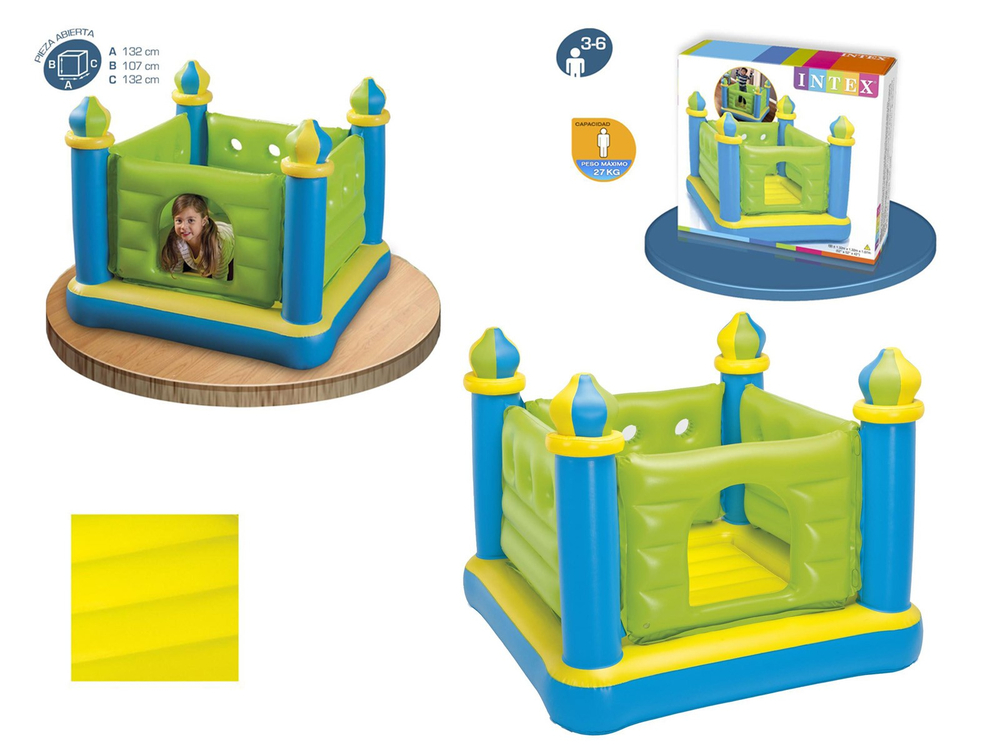 Надувной батут Intex Маленький Замок с окном, 132х132х107 см.