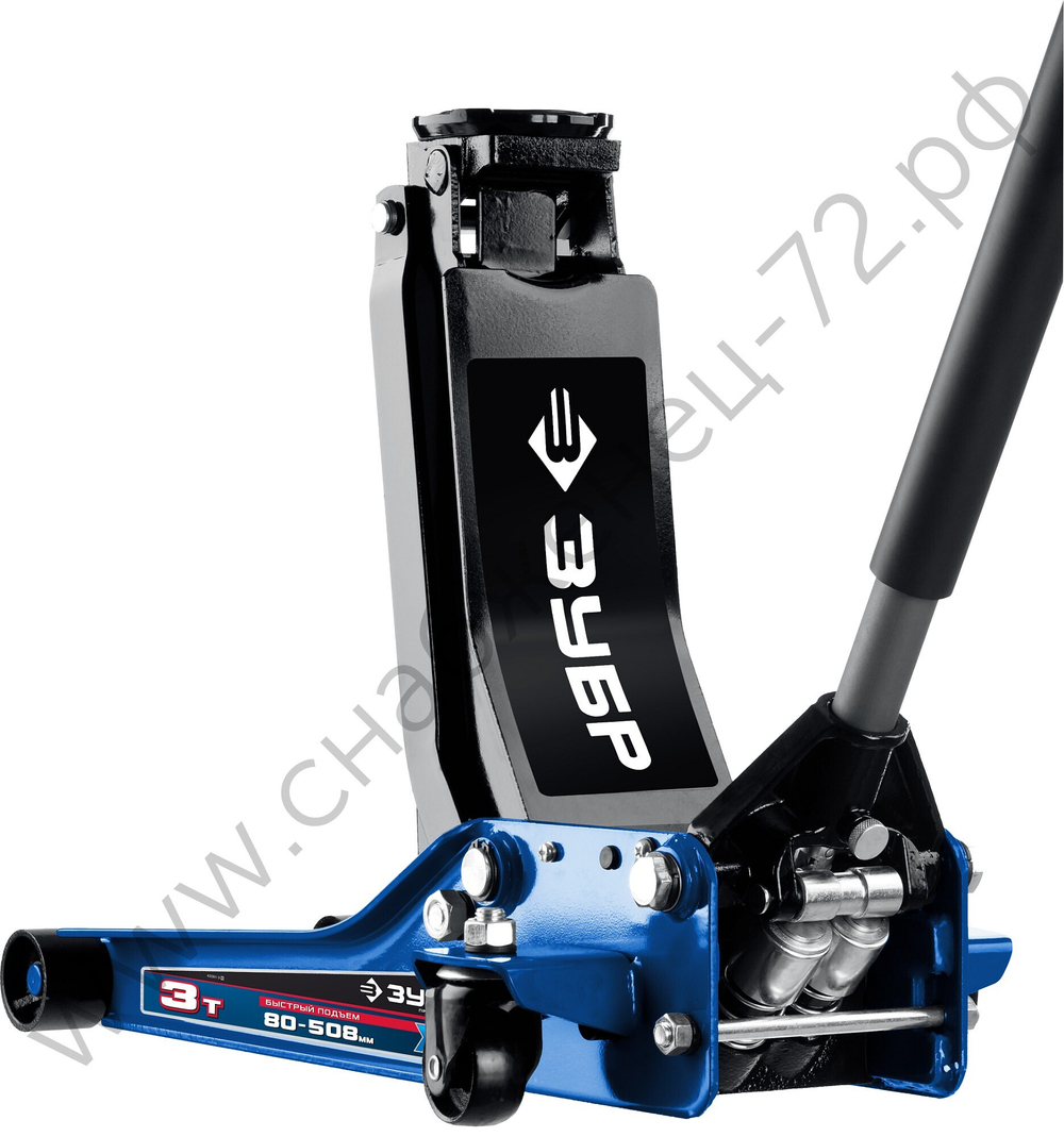 ЗУБР X85, 3 т, 80 - 508 мм, универсальный гидравлический подкатной домкрат для СТО, Профессионал (43051-3)