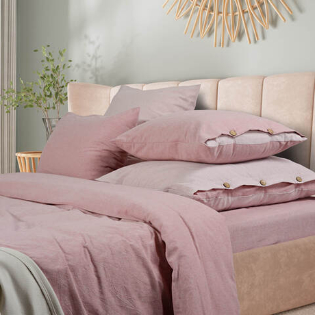 Постельное белье 2 спальное евро Sharmes Rustic розовый меланж