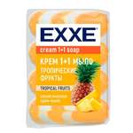 EXXE Мыло Крем 1+1 Тропические фрукты  4шт*70г оранжевое полосатое