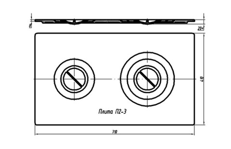 Плита печная чугунная П 2-3 (710*410 мм)