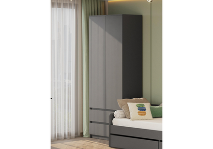 Шкаф Woodville Сибити двухстворчатый графит серый