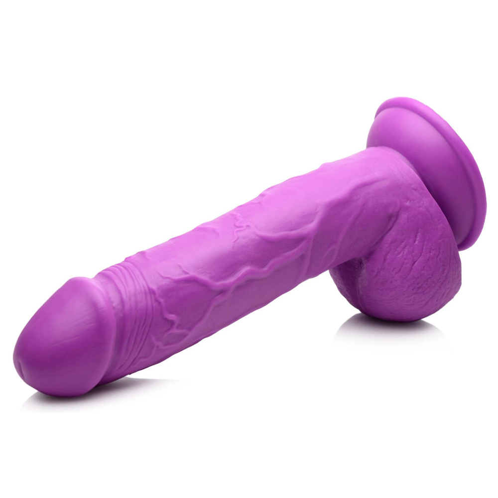 Фиолетовый фаллоимитатор на присоске 8.25" Dildo with Balls - 22,8 см.