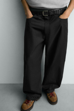 ZARA БРЮКИ CURVED FIT, ЧЕРНЫЙ