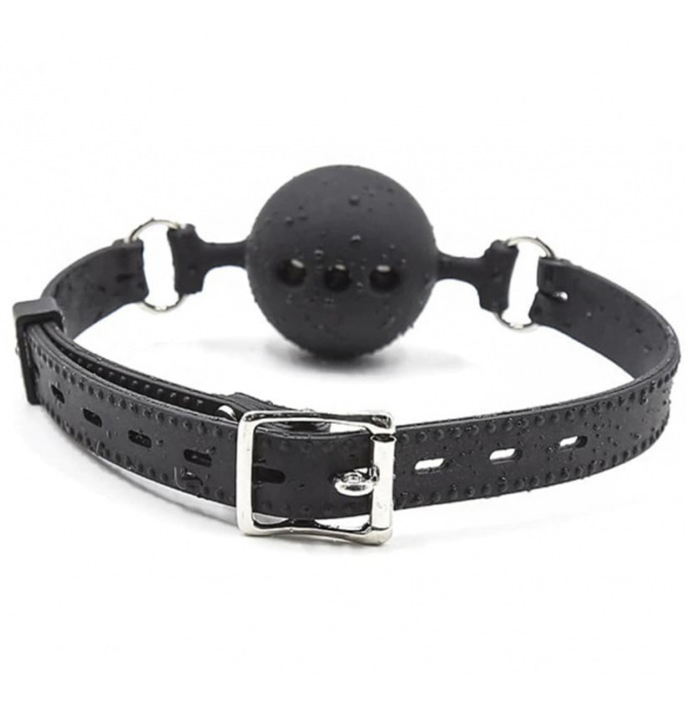 Кляп шарик дышащий силикон Black person черный 3,7 см