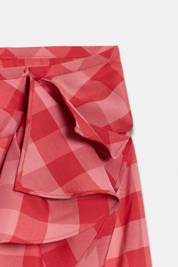 ZARA ЮБКА МИДИ С ВОЛАНАМИ — ZW COLLECTION, КРАСНЫЙ