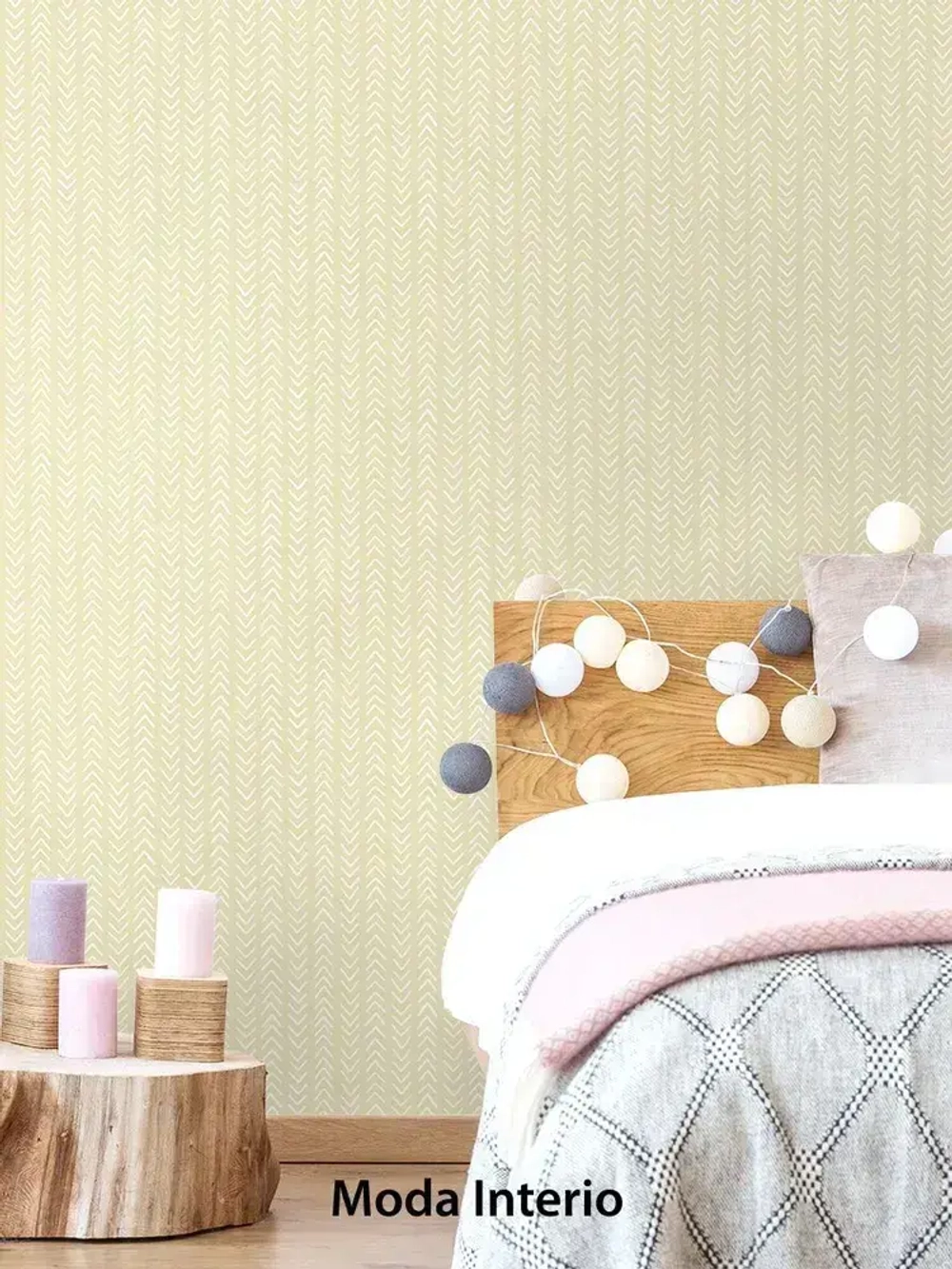 Обои виниловые флизелиновые, геометрия на желтом, ковер, мешковина, метровые, для детской, Arrow (Moda interio)
