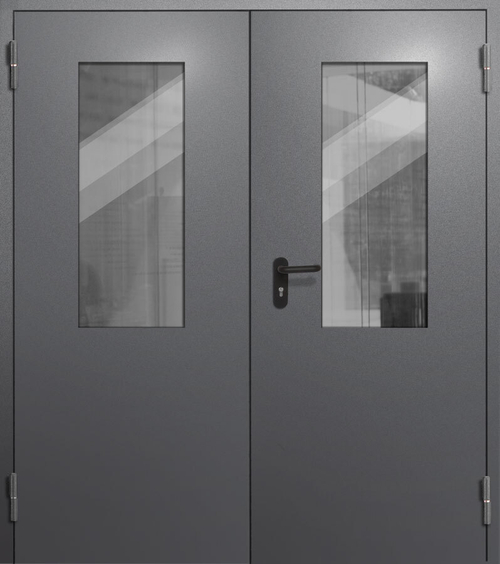 Двупольная входная дверь с двойным стеклом - 992
