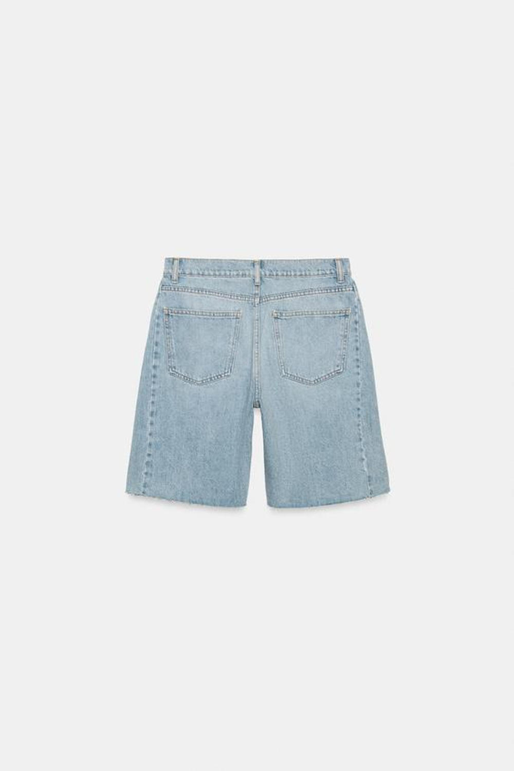 ZARA ДЖИНСОВЫЕ ШОРТЫ RELAXED СО СРЕДНЕЙ ПОСАДКОЙ — ZW COLLECTION, ЛИНЯЛЫЙ СИНИЙ