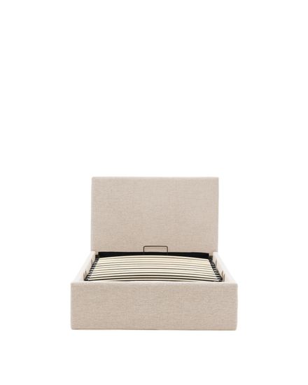 Кровать Nahiri бежевого цвета из шенилла с ящиком для хранения 90 x 200 см